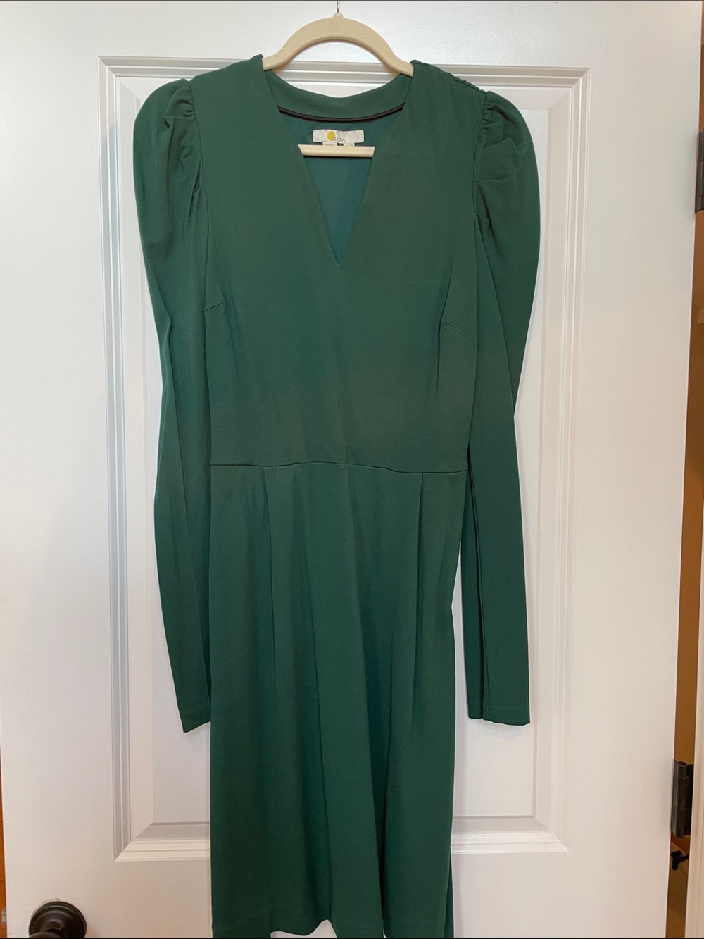 Boden Deep Green V-Neck Long Sleeve Dress